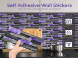24 Sheets Peel and Stick Backsplash Marble Wall Tiles Waterproof Oilproof Purple Glossy Imitation 03610989
