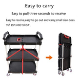 Folding service car with wheels, three-layer practical trolley, folding storage cart, suitable for W227P163437
