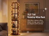 73" Tall Round Wine Rack, Freestanding Wine Bar Cabinet With Rotating Design Wine Glass Rack, N728P513727Z
