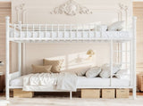 Queen over Queen Metal Bunk Bed with Unique Curved Guardrail Design, Round Tube bunk bed Frame, No 27944966