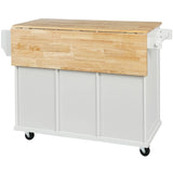 Kitchen Cart with Rubber wood Drop-Leaf Countertop ,Cabinet door internal storage racks,Kitchen 57726272