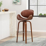 30" Mid-Century Modern Upholstered Swivel Barstool, Walnut Cognac 67493.00PUCOGN
