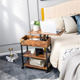 Bedside table, adjustable tabletop coffee table with charging and wheels 13255072