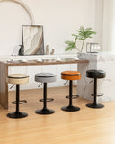 Round Storage Bar Stool Set of 2, Brown Faux Leather Height Adjustable Barstool, 360&degCounter Height W2200P152186