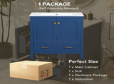 30" Blue Bathroom Vanity Single Sink, Combo Cabinet Undermount Sink, Bathroom Storage Cabinet WF324043AAC