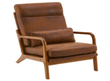 High Back Solid Wood Armrest Backrest Iron Frame Bronzing Cloth Indoor Leisure Chair Orange 41128051