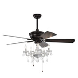 52'' Crystal Shade Ceiling Fan Lamp ,3 Speed ,4 Timing , 5 Reversible Blades Crystal Ceiling Fan W1592P253975
