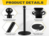 4 PCS Black Stanchions with Black Velvet Rope - Exhibition Crowd Control Poles,with Sand Injection 21045268