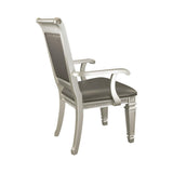 Modern Glam Silver Finish Furniture Set of 2 Armchairs Gray Faux Leather Upholstered Wooden B011125862