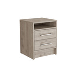 Eter Nightstand , End Table, Side Table Superior Top, Two Drawers -Light Gray B07091862