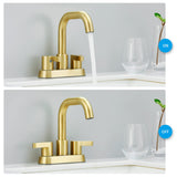 Bathroom Faucet 2 Handle 4 Inch Centerset Bathroom Sink Faucets 3 Hole with Pop Up Drain and Water 20967183