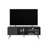 TV Stand, 1 Door, 3 Shelves, Black B097P262376