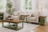 48 inch Coffee Table, No Assembly Required, Sage Green and Fruitwood Finish B108P160214