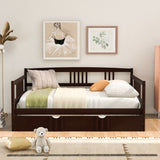 ZNTS Full Size Daybed Wood Bed with Twin Size Trundle,Espresso 25716627