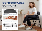 2 Pack Folding Chair Leather Padded Seat Portable Chair, Black 41007323