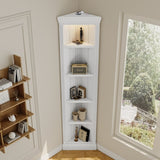 83.4"Tall Modern Corner Shelf,5 Tier Corner Bookcase with LED Light, Storage Standing Shelf Unit, N751P191709K