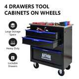 4 DRAWERS MULTIFUNCTIONAL TOOL CART WITH WHEELS-BLACK W1102P182231
