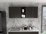 Menlo 59-inch Four Swing Doors Wall Cabinet Black Wengue B06280515