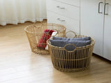 Large Light Natural Open Poly Rattan Storage Basket with Handles, 2 Pack 88702460