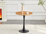 Round Dining Table, 31.5" Circle Tulip Table with Thickened Tabletop & Metal Pedestal, Mid Century W2920P518747