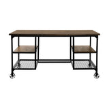 Modern Traditional Aesthetic 1pc Writing Desk with 4x Shelves Metal Casters Natural Finish and B011P232135