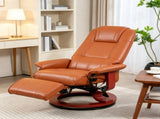 Light Brown Faux Leather Swivel Recliner Chair with Footrest And Armrest Wood Base Comfortable 53260000