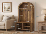 70.87" Arched Hall Tree with Bench and Shoe Storage for Entryway 64073762