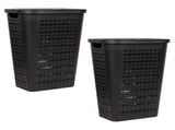 Slim Swiss Cross Cut-Outs Tapered Laundry Hampers with Lid, Plastic, Set of 2, Black 69600503