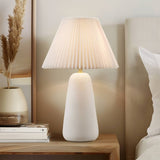 ZNTS Textured Ceramic Table Lamp with Fluted Fabric Shade B035P264542