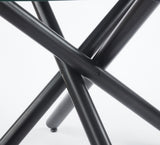 Black Dining Table with metal leg and glass,Modern Space Saving Kitchen Table for Living W234P311866