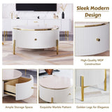 Modern Round Coffee Table with 2 large Drawers Storage Accent Table N735P211280K