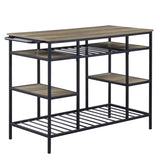 Lona Rustic Oak & Black Finish Kitchen Island B2726P272332