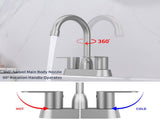 Bathroom Sink Faucet Brushed Nickel 2-Handle 360 Degree High Arc Swivel Spout Centerset 4 Inch 29805597
