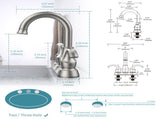 Bathroom Faucet 2-Handle Brushed Nickel with 360 Degree Rotating Spout, Crescent Moon Style 4-inch 10026044
