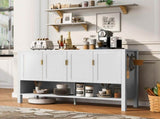 U_STYLE 55.1'' Storage Sideboard with 4-Doors,Multi Functional Buffet with Open Shelf and 2-Tiers N711P345165K