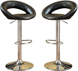 Black Faux Leather Stool Adjustable Height Chairs Set of 2 Chair Swivel Design Chrome Base PVC B01149814