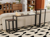 3-Piece Console Table Set, Narrow Entryway Table with Industrial Edge Wrapped Design, Space-Saving 36685009