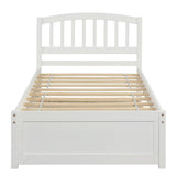 Twin size Platform Bed Wood Bed Frame with Trundle, White WF194302AAK