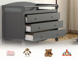 FCH 90*58*99cm Three Drawers With Seat Belt Baby Wooden Bed Nursing Table Grey 28089401