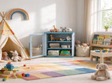 3-Tier Adjustable Toy Storage Organizer, Dustproof HDPE Plastic Cabinet with Transparent Door, Light 02358354