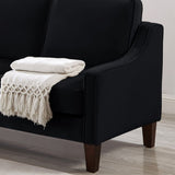 Modern Loveseat sofa for Living Room, Upholstered Velvet Small Couch with Wooden Legs for Livingroom W2186P143469