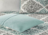 6 Piece Printed Quilt Set with Throw Pillows Aqua King/Cal King B03597395