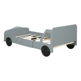 Twin Size Car-Shaped Platform Bed with Wheels,Gray WF311752AAE