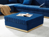 Contemporary Vertical Channel Tufted Velvet Big Size Ottoman Modern Upholstered Foot Rest for Living W1117127177