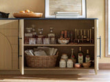 67" Modern Sideboard Buffet Cabinet, 4-Door Storage Cabinet with Arched Geometric Doors and Black W1820P514496