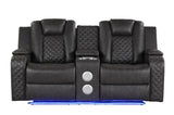 LED & Power Reclining Loveseat Made With Faux Leather in Gray 659436213258