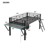 Gaming mid loft bed with desk, LED, Twin, Black MF313231AAB