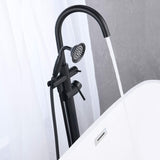 Freestanding Tub Filler Bathtub Faucet Matte Black with Hand Held Shower Floor-Mount W122453464