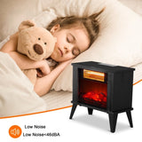 ZNTS 15" Electric Fireplace Heater, Freestanding Wooden Fireplace Stove with 3D Realistic Flame, 00157505