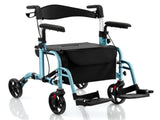 2-in-1 Rollator Walker & Wheelchair 6-Level Adjustable Handles, 1-Hand Folding, Storage 50220611